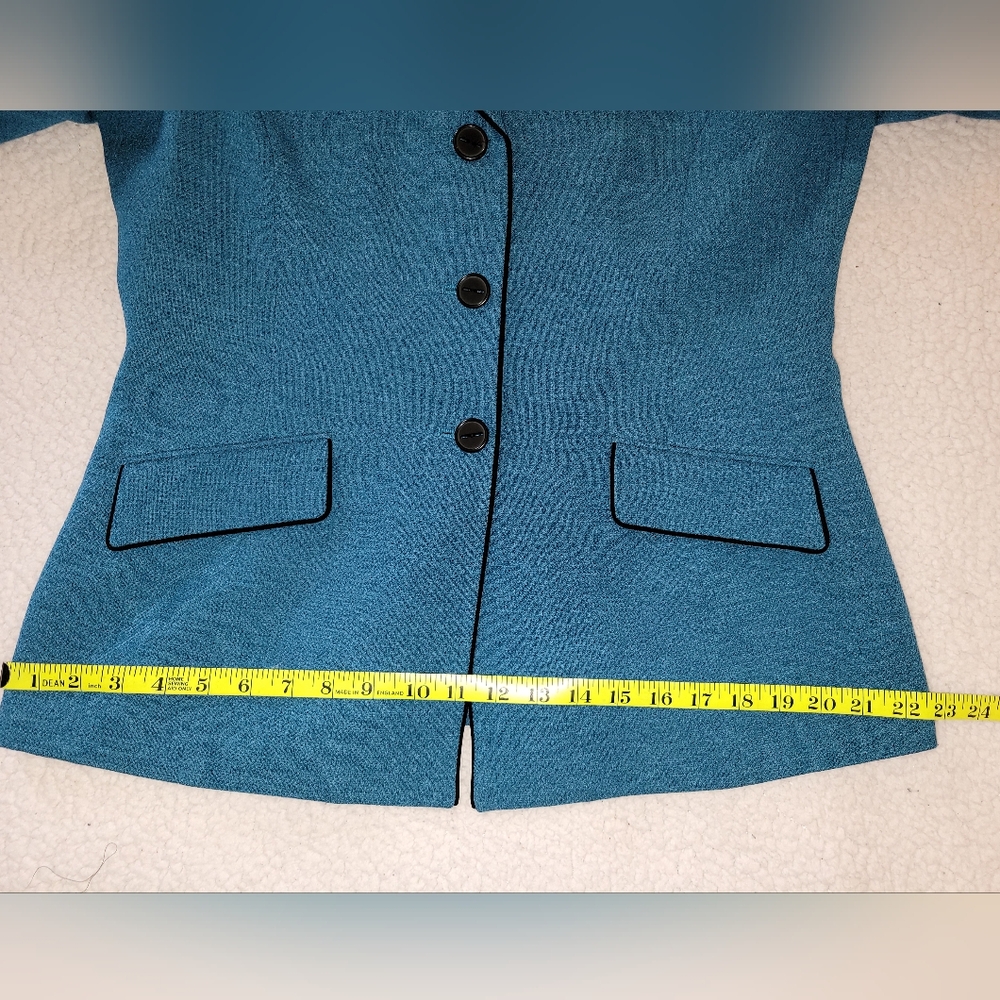 Women's Vintage Jones Wear Teal Fully Lined Blazer Size 12 - Picture 11 of 14